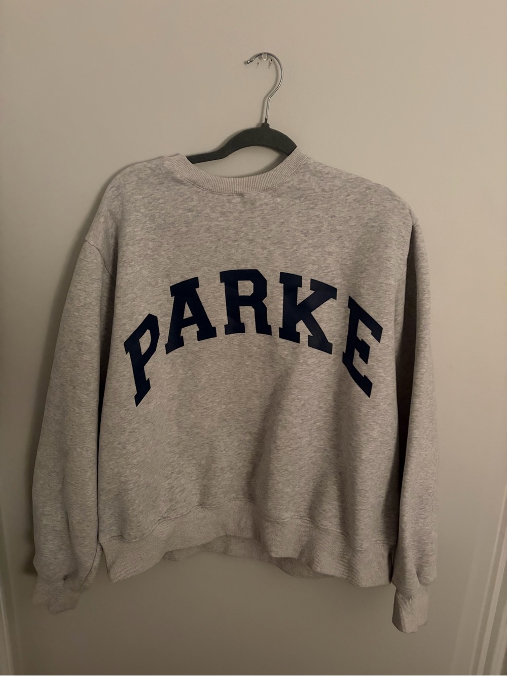 Parker Gray Crewneck with Navy Arch Logo